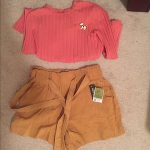 New Look Mustard High Waisted Shorts